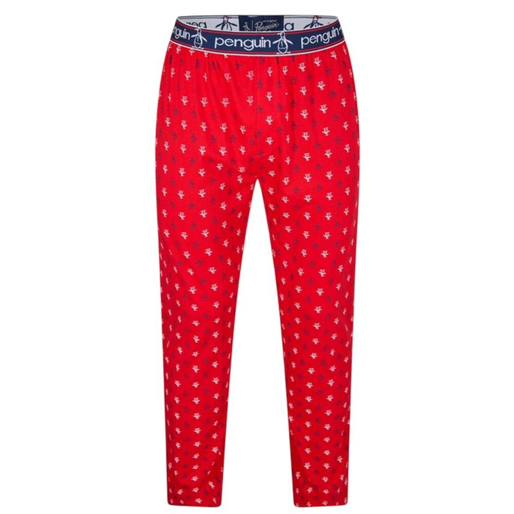 Original Penguin Mens Jersey All Over Logo Pajama Bottoms / Red